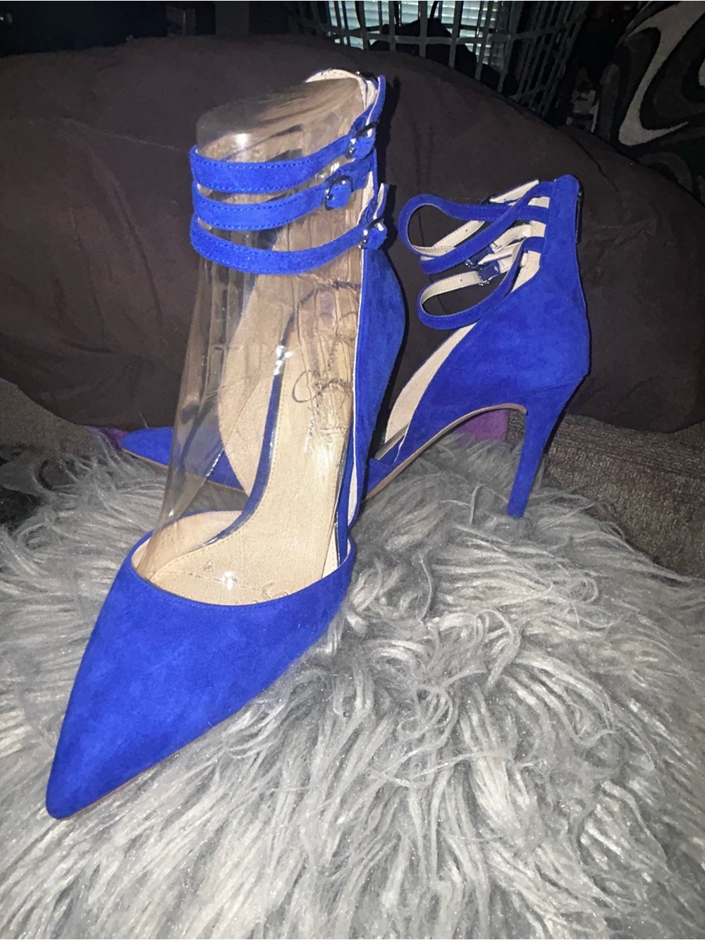 Jessica Simpson Royal Blue Pointed-Toe Triple-Ankle Strap Stiletto - Picture 7 of 8